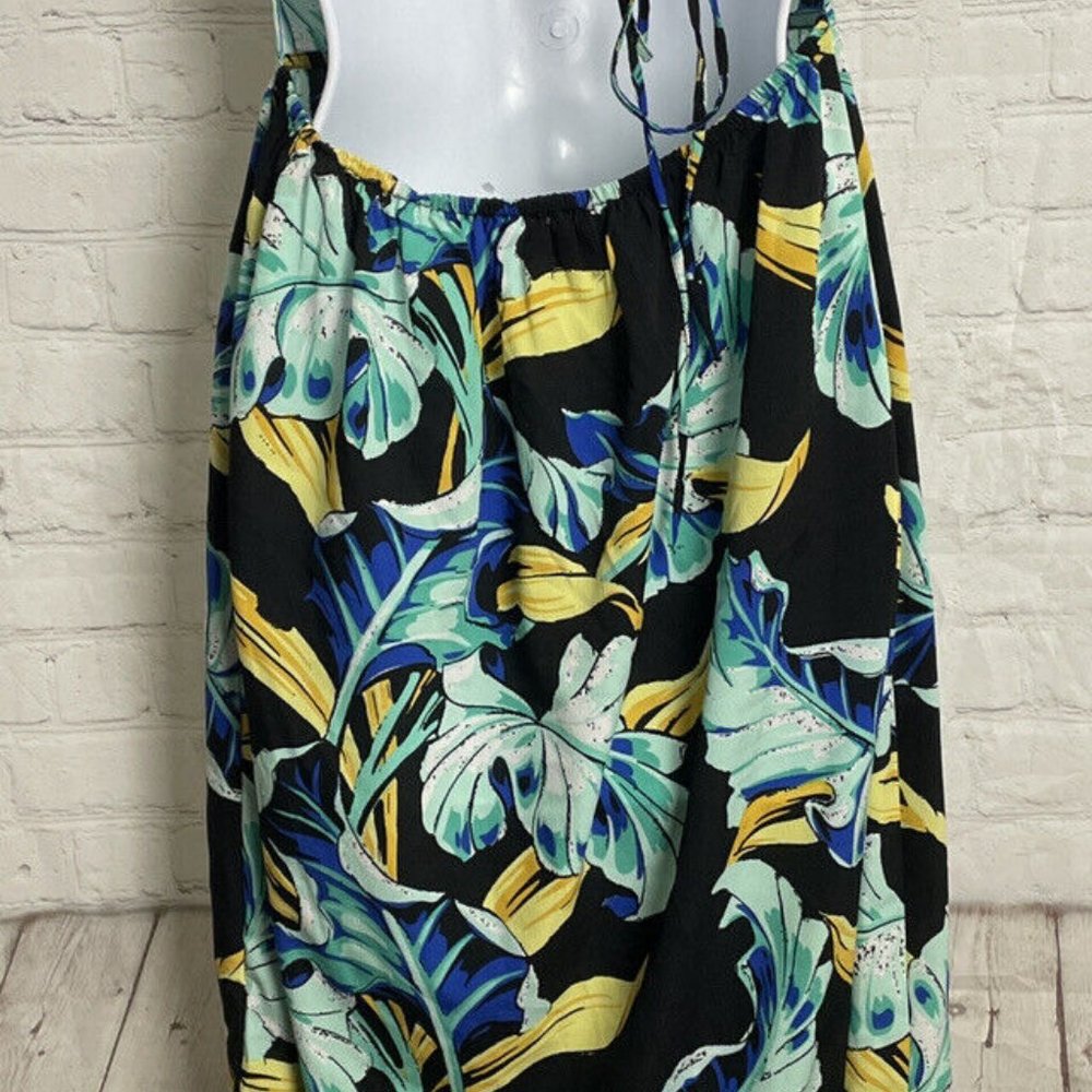 ASOS women size 12 black leaf print adjustable strap chiffon maxi dress - Picture 5 of 10